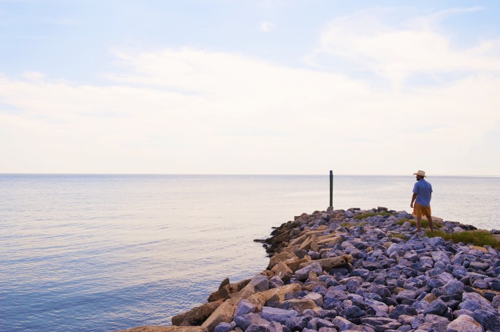Me standing out on a rock pier on the Gulf in Bay St. Louis.